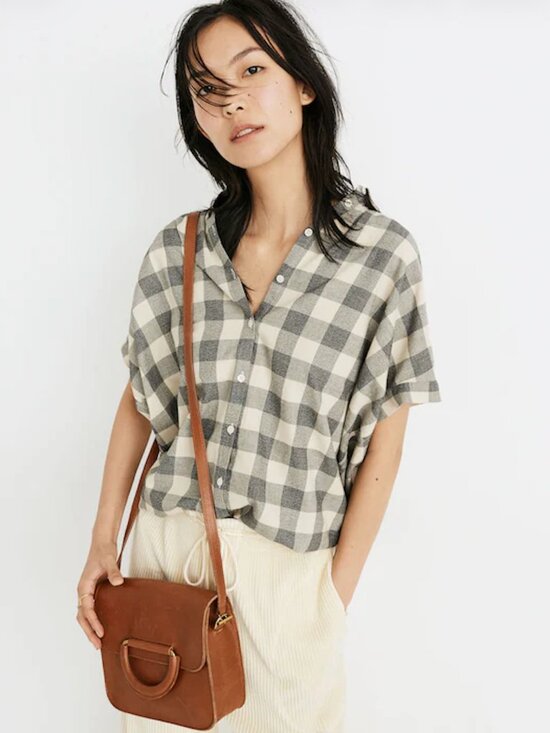 Madewell Tops - Madewell Central Shirt Size M Buffalo Check Cotton Relaxed Oversized Preppy